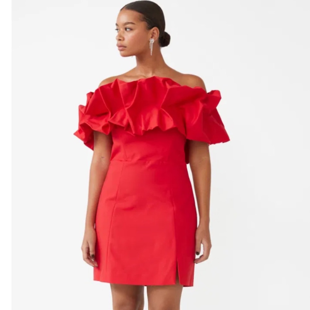 NEW with tags - Elegant Wedding Guest Red Off-Shoulder Dress